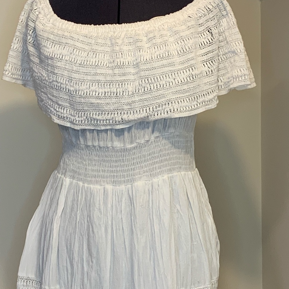 NAOO Nation AK Outfitters Boho Gauze /White Off Shoulder Maxi Dress Women… - Picture 4 of 8